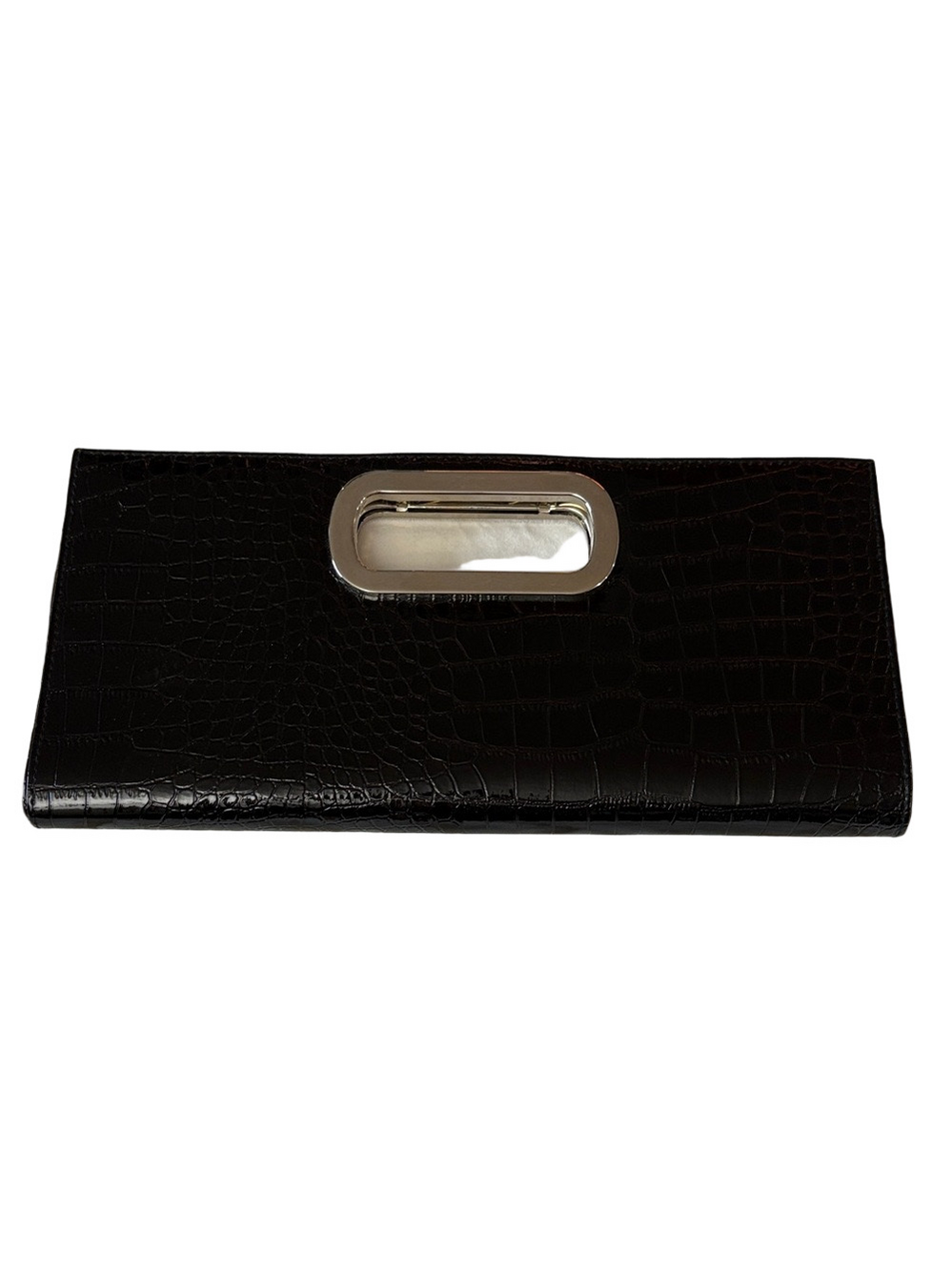 Chic Black Croc-Embossed Clutch